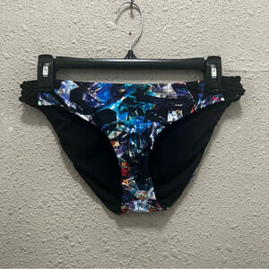 Aerin Rose Louvre Reversible Pattern or Black Swim Bottoms NWOT M